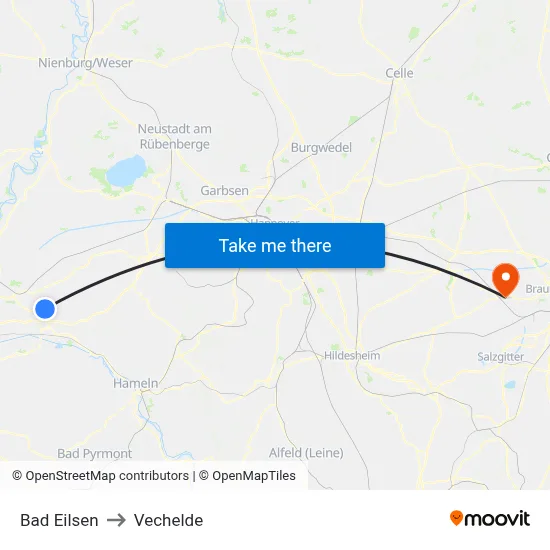 Bad Eilsen to Vechelde map