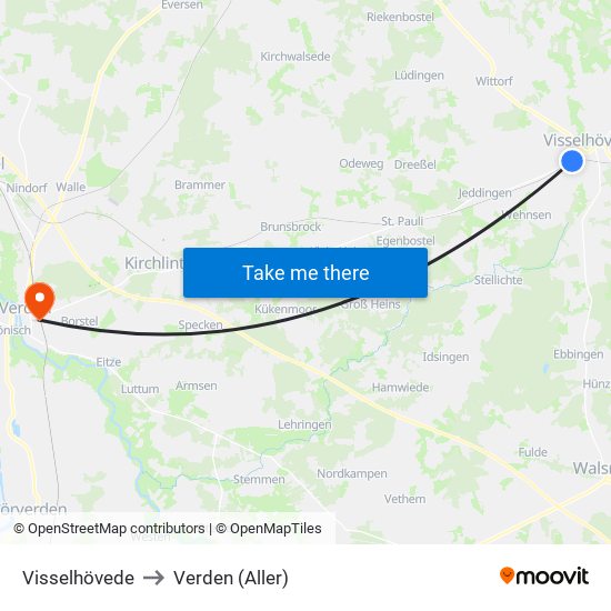 Visselhövede to Verden (Aller) map