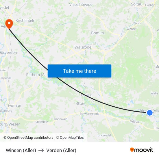 Winsen (Aller) to Verden (Aller) map