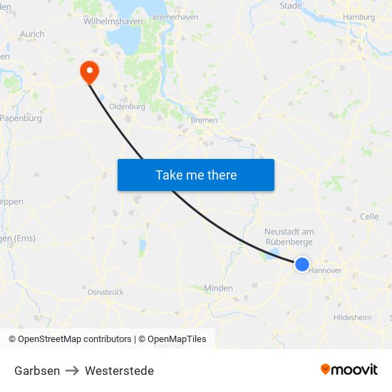 Garbsen to Westerstede map