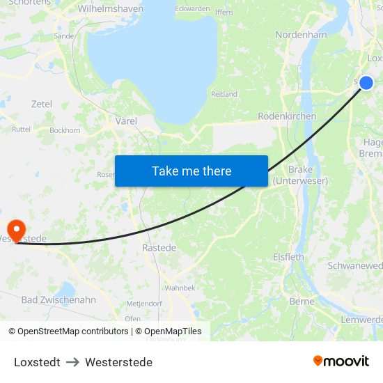 Loxstedt to Westerstede map