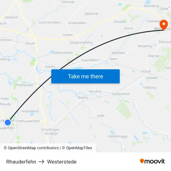 Rhauderfehn to Westerstede map