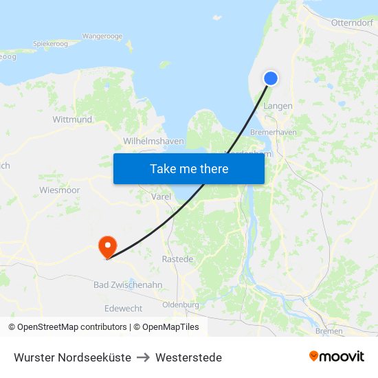 Wurster Nordseeküste to Westerstede map