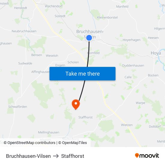 Bruchhausen-Vilsen to Staffhorst map