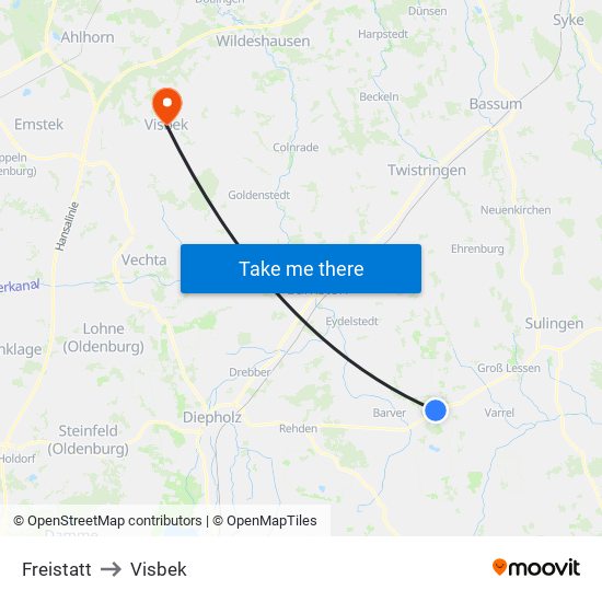 Freistatt to Visbek map