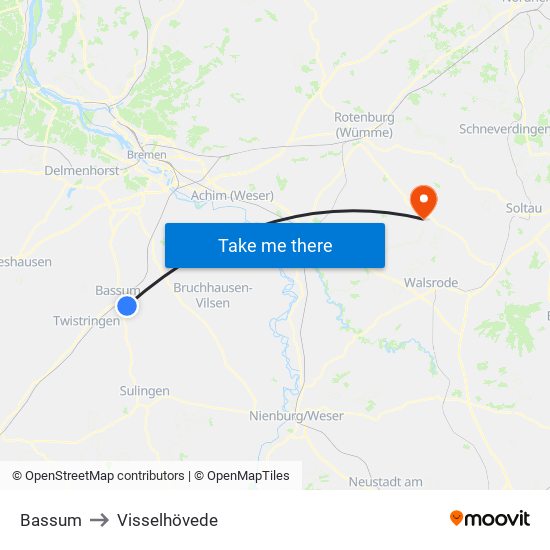 Bassum to Visselhövede map