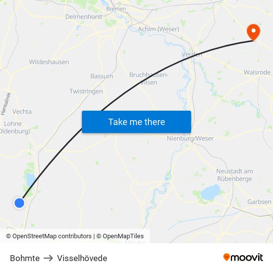 Bohmte to Visselhövede map