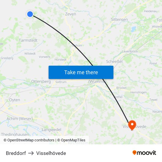 Breddorf to Visselhövede map