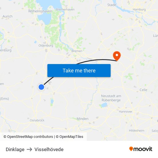 Dinklage to Visselhövede map