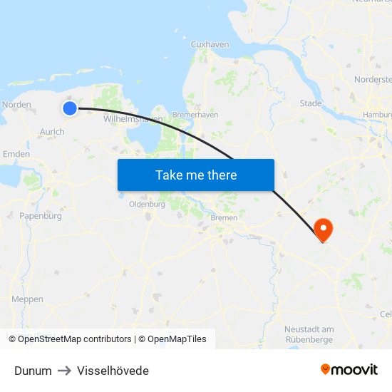 Dunum to Visselhövede map