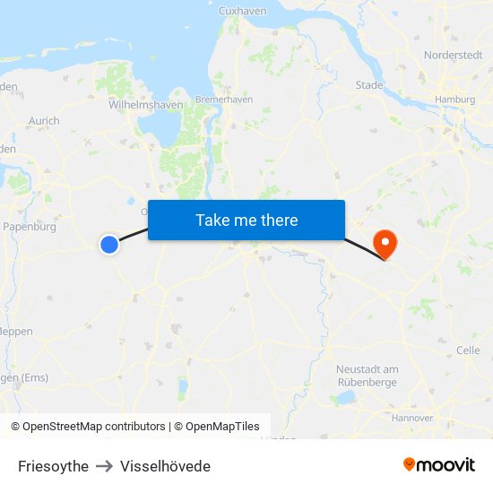 Friesoythe to Visselhövede map