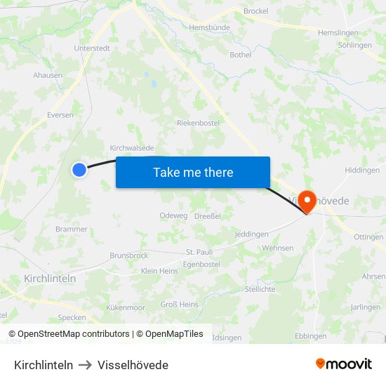 Kirchlinteln to Visselhövede map