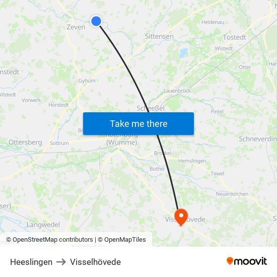Heeslingen to Visselhövede map