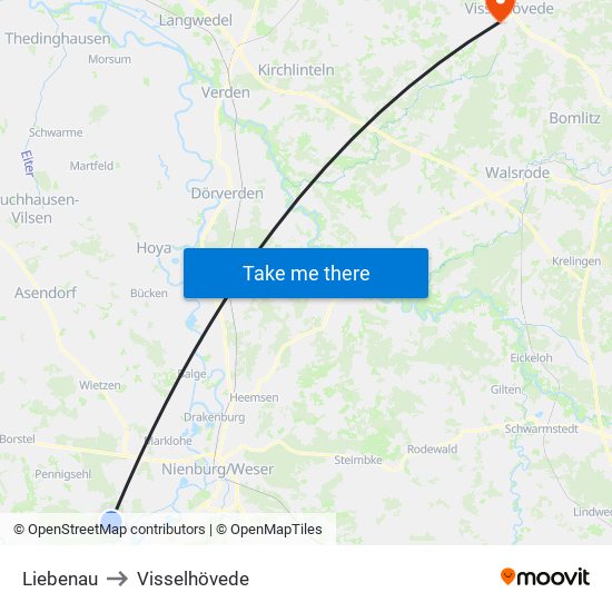 Liebenau to Visselhövede map