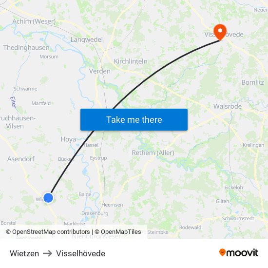 Wietzen to Visselhövede map