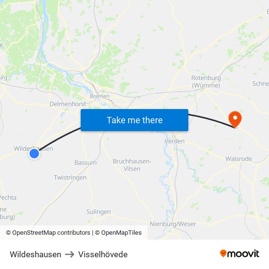 Wildeshausen to Visselhövede map