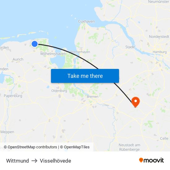 Wittmund to Visselhövede map