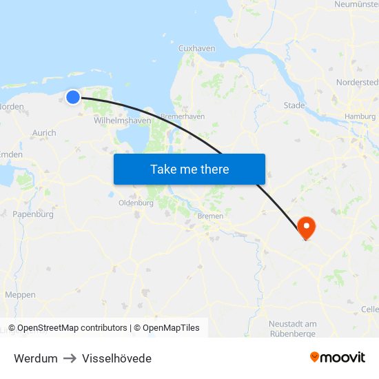 Werdum to Visselhövede map