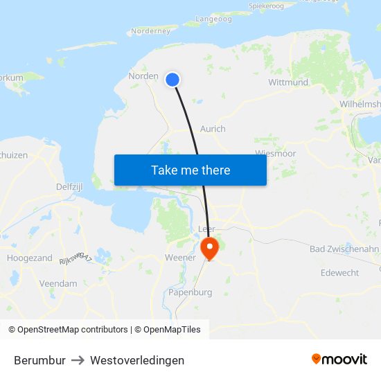 Berumbur to Westoverledingen map