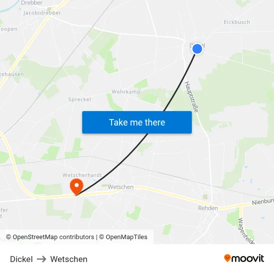 Dickel to Wetschen map