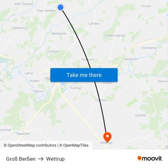 Groß Berßen to Wettrup map