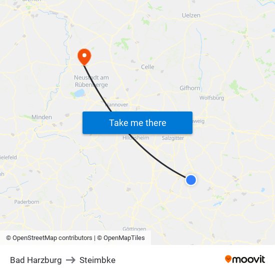 Bad Harzburg to Steimbke map