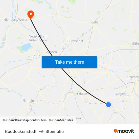 Baddeckenstedt to Steimbke map
