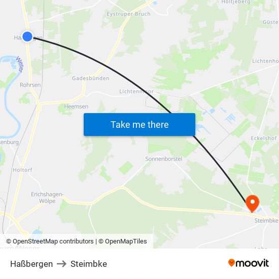 Haßbergen to Steimbke map