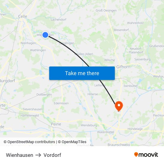 Wienhausen to Vordorf map