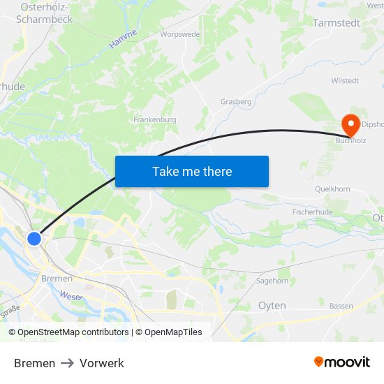 Bremen to Vorwerk map