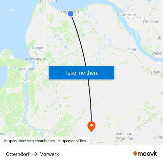 Otterndorf to Vorwerk map