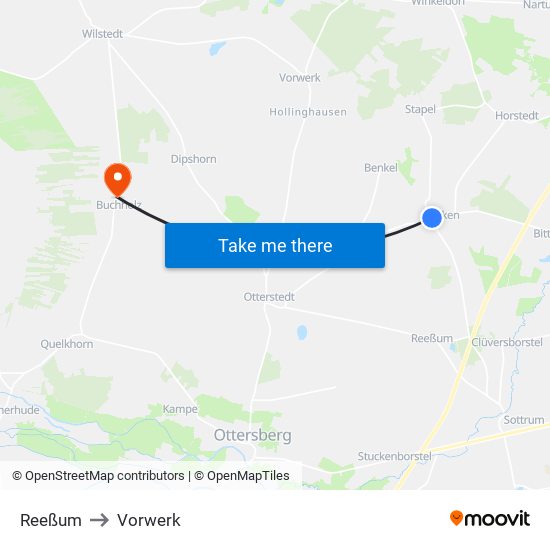 Reeßum to Vorwerk map