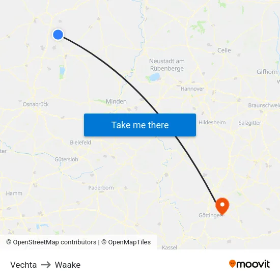 Vechta to Waake map