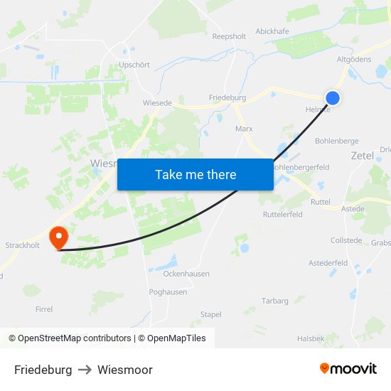 Friedeburg to Wiesmoor map