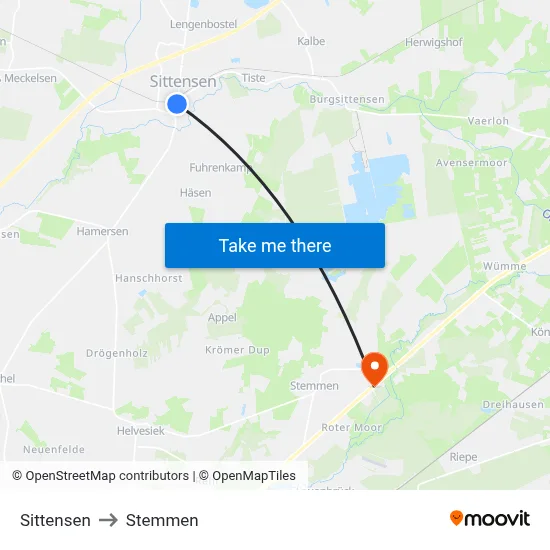 Sittensen to Stemmen map
