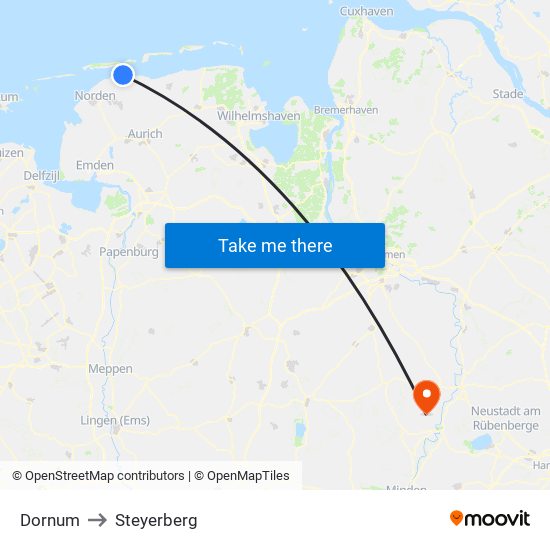 Dornum to Steyerberg map