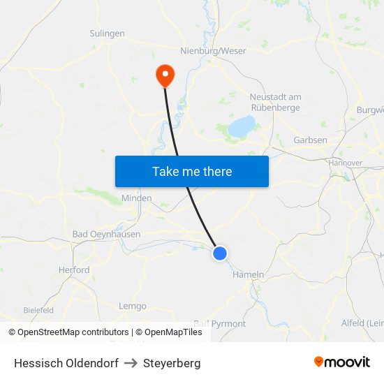 Hessisch Oldendorf to Steyerberg map