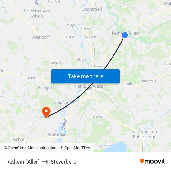 Rethem (Aller) to Steyerberg map