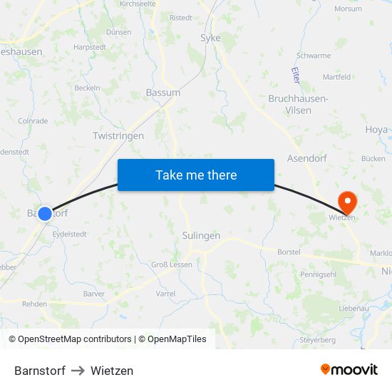 Barnstorf to Wietzen map