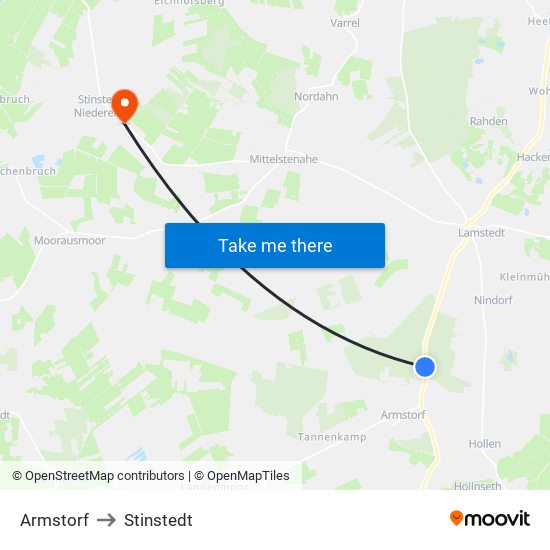 Armstorf to Stinstedt map