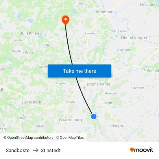 Sandbostel to Stinstedt map