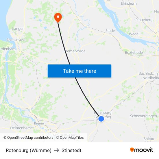 Rotenburg (Wümme) to Stinstedt map