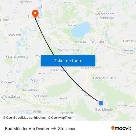 Bad Münder Am Deister to Stolzenau map