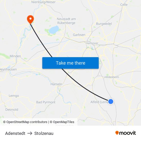 Adenstedt to Stolzenau map