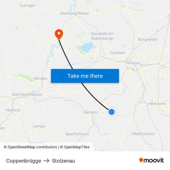 Coppenbrügge to Stolzenau map