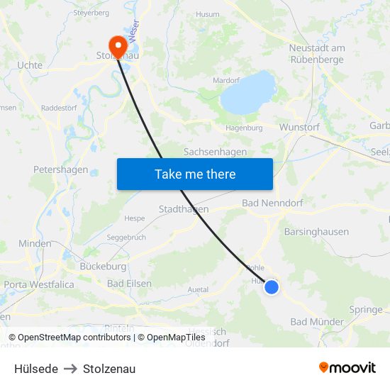 Hülsede to Stolzenau map