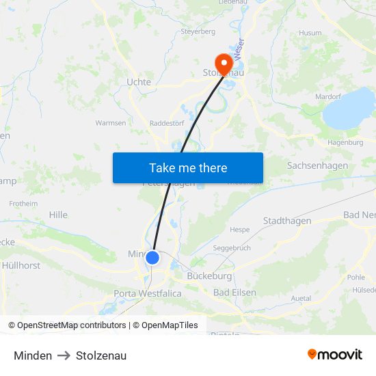 Minden to Stolzenau map