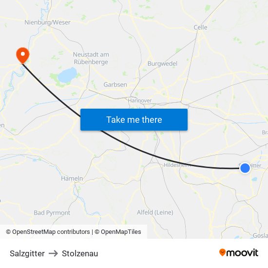 Salzgitter to Stolzenau map