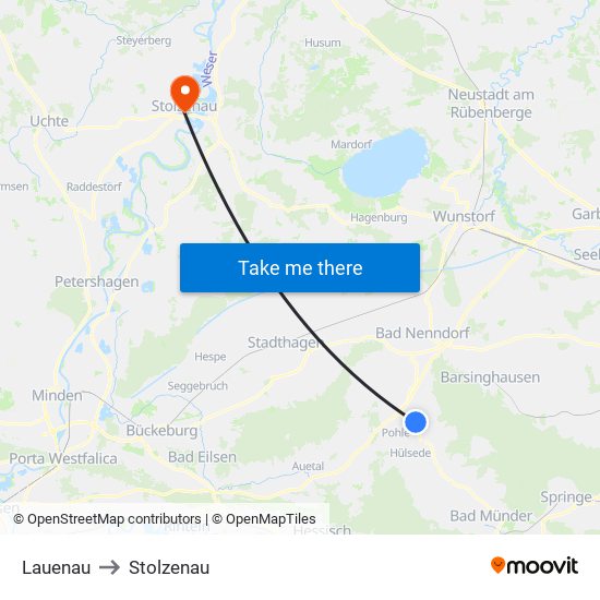 Lauenau to Stolzenau map