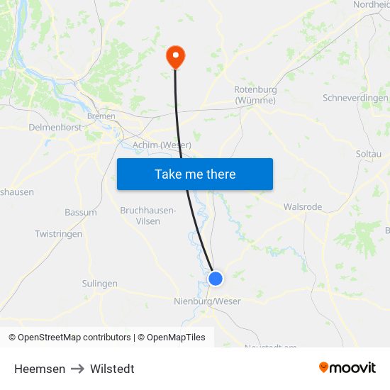 Heemsen to Wilstedt map